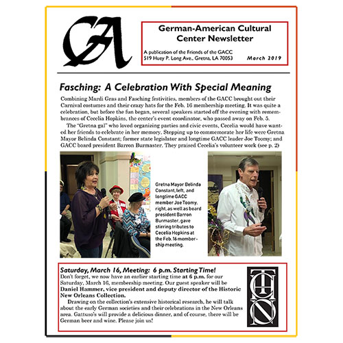 GACC Newsletter - March 2019 Cover