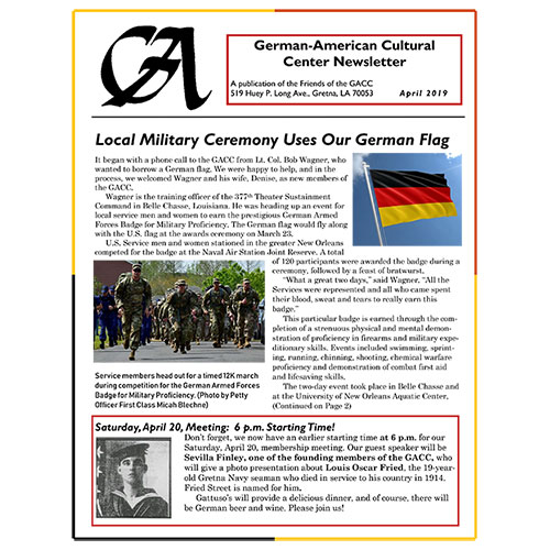 GACC Newsletter - April 2019 Cover
