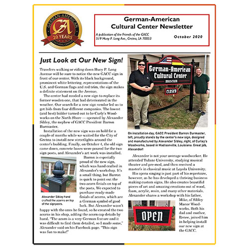 GACC Newsletter - October 2020 Cover