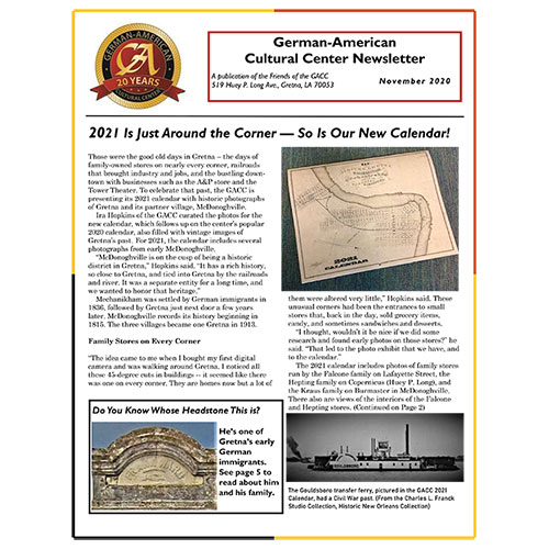 GACC Newsletter - November 2020 Cover