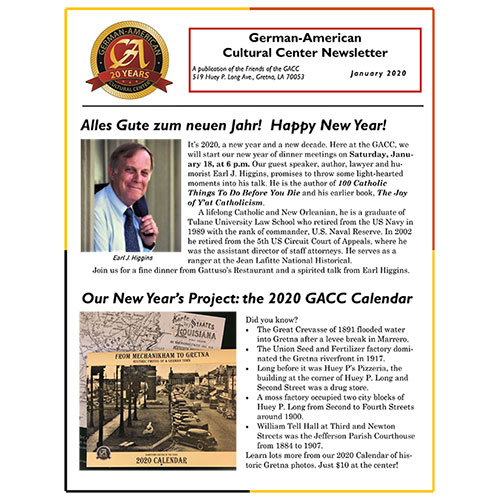 GACC Newsletter - January 2020 Cover