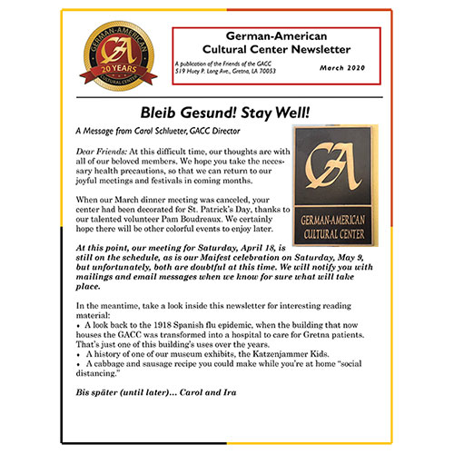 GACC Newsletter - March 2020 Cover