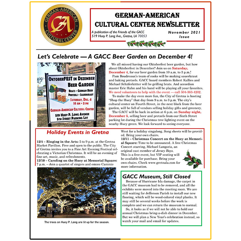 GACC Newsletter - November 2021 Cover