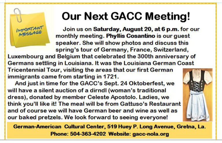 GACC Monthly Meeting Notice - August 2022