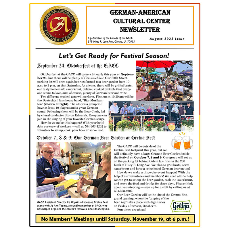GACC Newsletter - August 2022 Cover